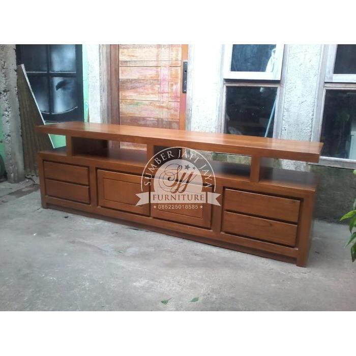 Bufet tv jati, bufet pendek tv, mebel jati