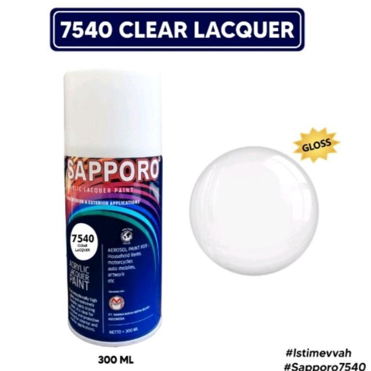 Saporo SAPPORO 7540 Clear Lacquer 300ml Pernis Glossy Gloss Glos Cat Semprot Spray Paint Motor Pilok