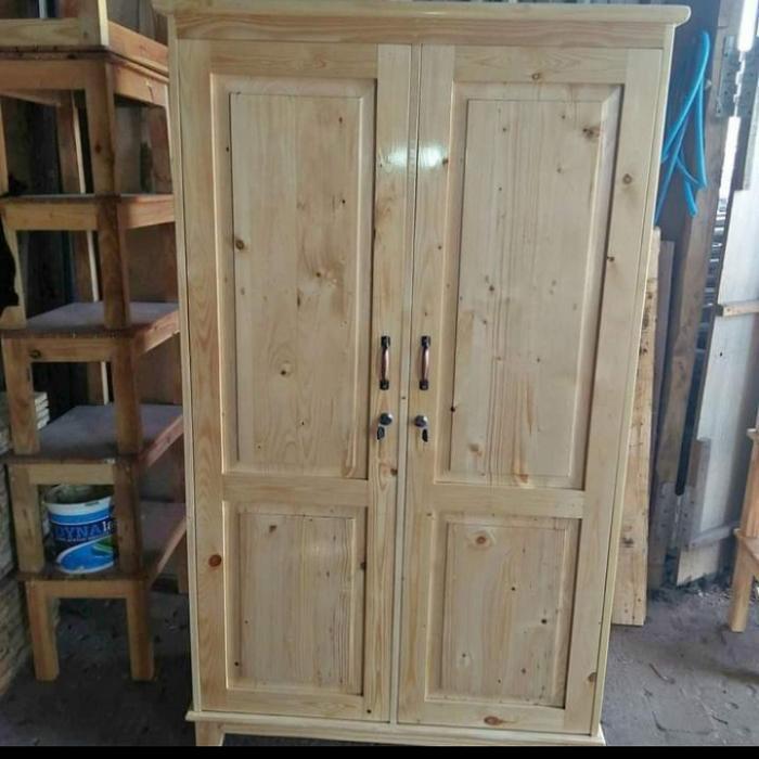 lemari baju kayu jati Belanda 2 pintu minimalis