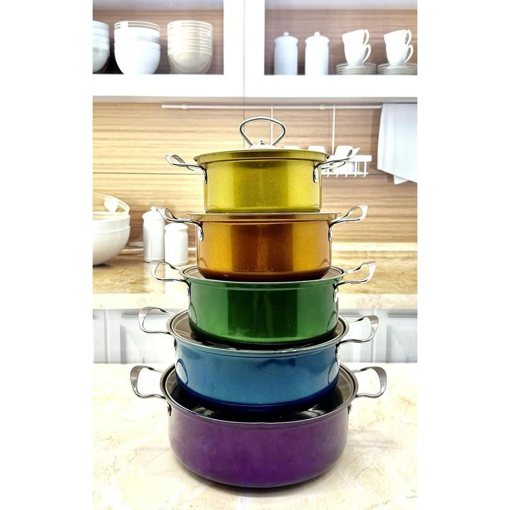 KRISWO Panci set Colorfull 10 Pcs Stainless