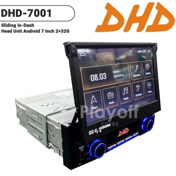 Single Din Carplay Ram 2+32 Gb Head Unit Android 7 Inch Dhd Sliding In-Dash
