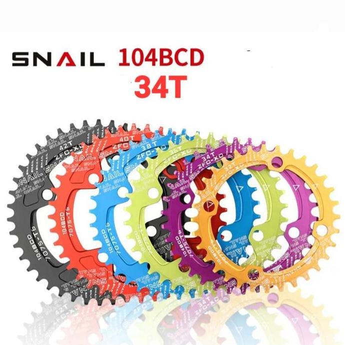 TERLARIS SNAIL CHAINRING 34T BCD 104 CHAIN RING NARROW ARM CRANK BCD 104MM SEPEDA