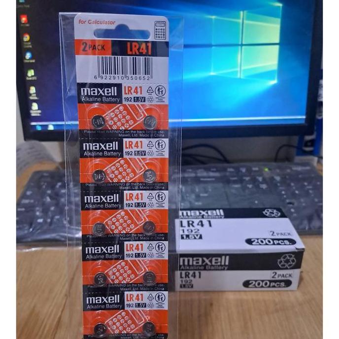 baterai lr41 maxell original alkaline battery / batere lr 41 lr41 ag3 maxell lembaran