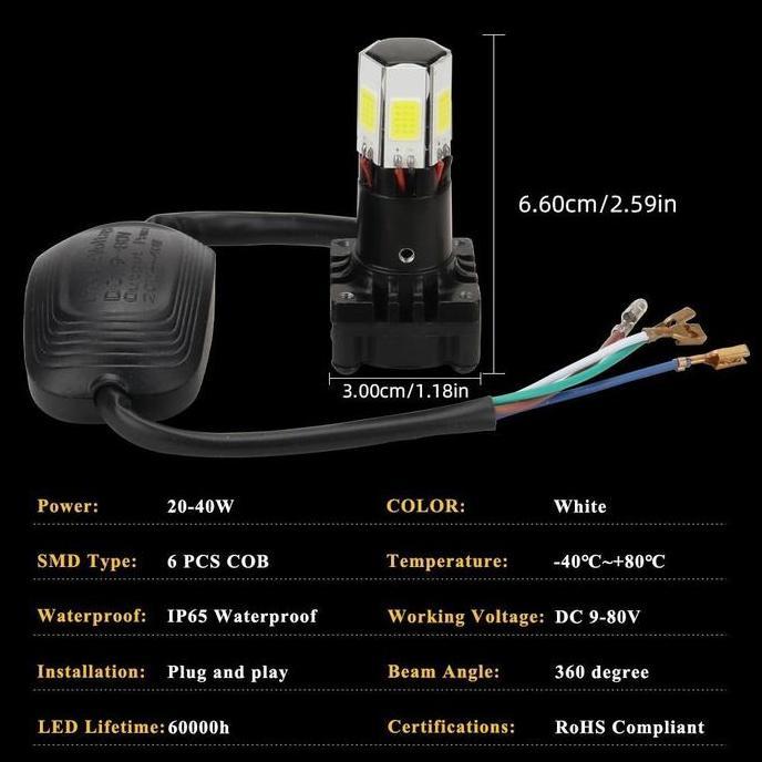 KRISWO Lampu Led Motor 6 Sisi M02E Bergaransi Original 35 Watt/Lampu LED Motor H4 H6 6 Sisi M02E Ori