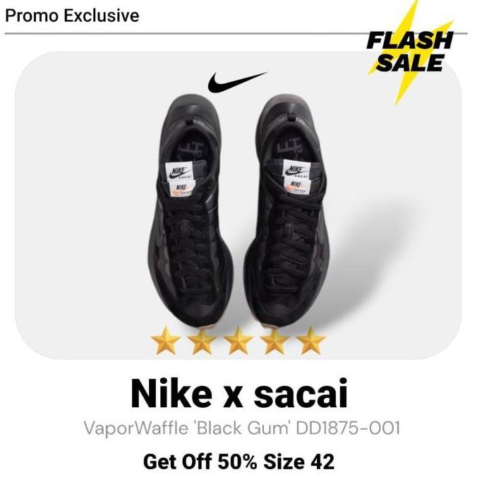 Ready Nike x sacai VaporWaffle 'Black Gum' DD1875-001 Originals Guaranteed