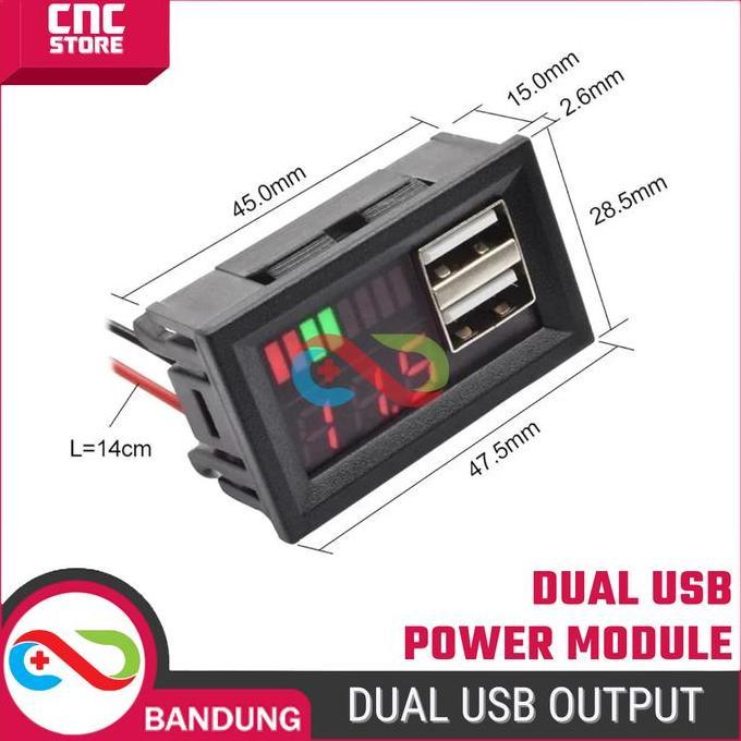 KOQOZIE Modul Indikator Tegangan Baterai 12V-24V Dual USB Output Charger HP/Mobile Phone dengan Auto