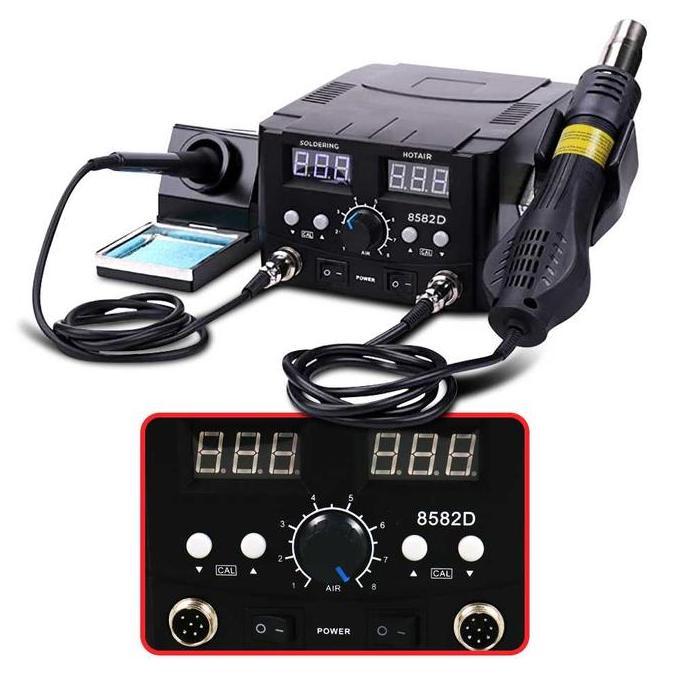 KOQOZIE Solder Station Listrik 2 in v 1 Solder 70W with Hot Air Heat Gun 750W - 8582D