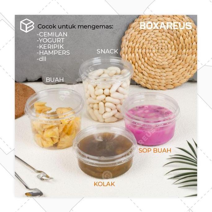 Mangkok Mika Wadah PLASTIK BOWL Kemasan Puding, Yogurt, Mangkuk Salad, Tray Buah - BULAT