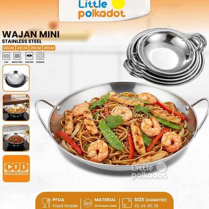 ZCXVC Littlepolkadot Wajan Mini Stainless Anti lengketWajan Stainless Tebal Kuali Premium Dengan Peg