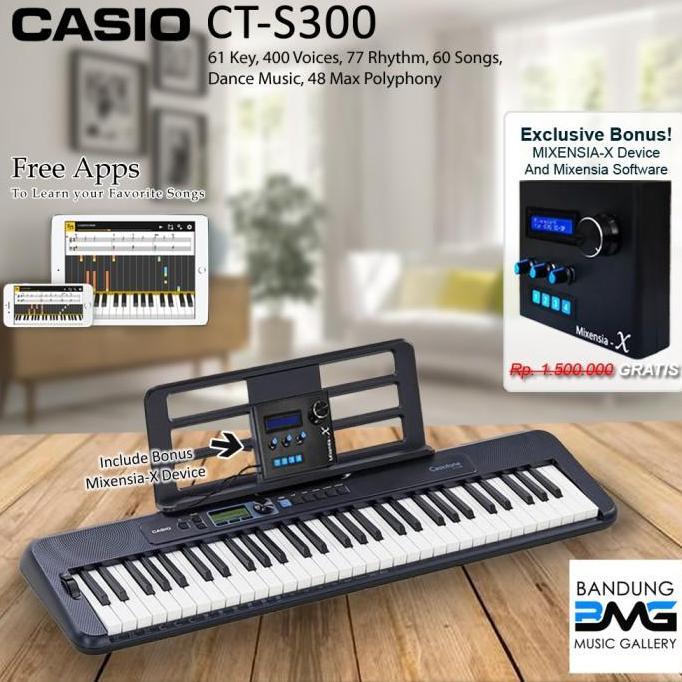 TERBARU CASIO CT S300 KEYBOARD BUNDLE HARDWARE MIXENSIA-X / CTS300 / CTS 300