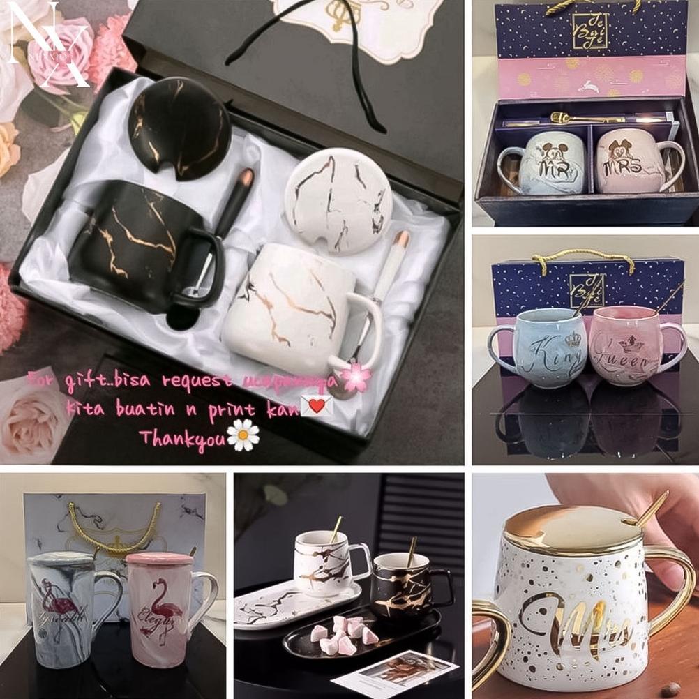 FREE ONGKIR NEXXIO MARBLE GLASS COUPLE / CANADA MARBLE MUG GIFT BOX / GELAS MARBLE PERALATAN MINUM H