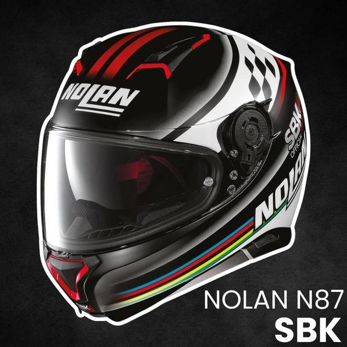 Helm Nolan N87 SBK NCom Flat Black White Red