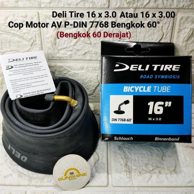 Ban Dalam Sepeda 16 x 3.0 Deli Tire Selis 16x3.0 Cop Motor AV Bengkok