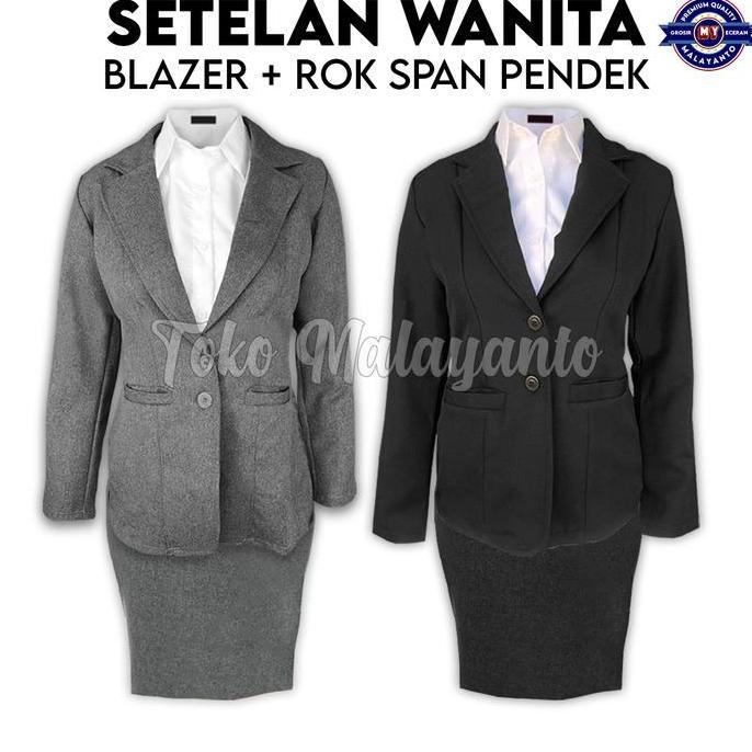 SETELAN JAS Wanita, BLAZER & ROK SPAN PENDEK / ROK MINI / ROK KERJA