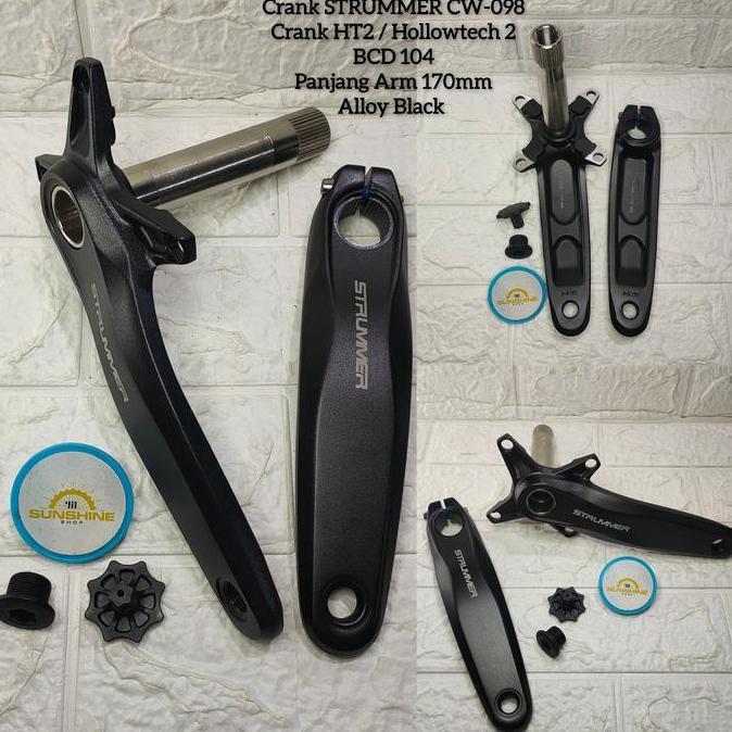 Crank HT2 Hollowtech 2 STRUMMER CW098 BCD 104 Symmetric Arm 170mm 165mm Alloy Sepeda MTB Roadbike