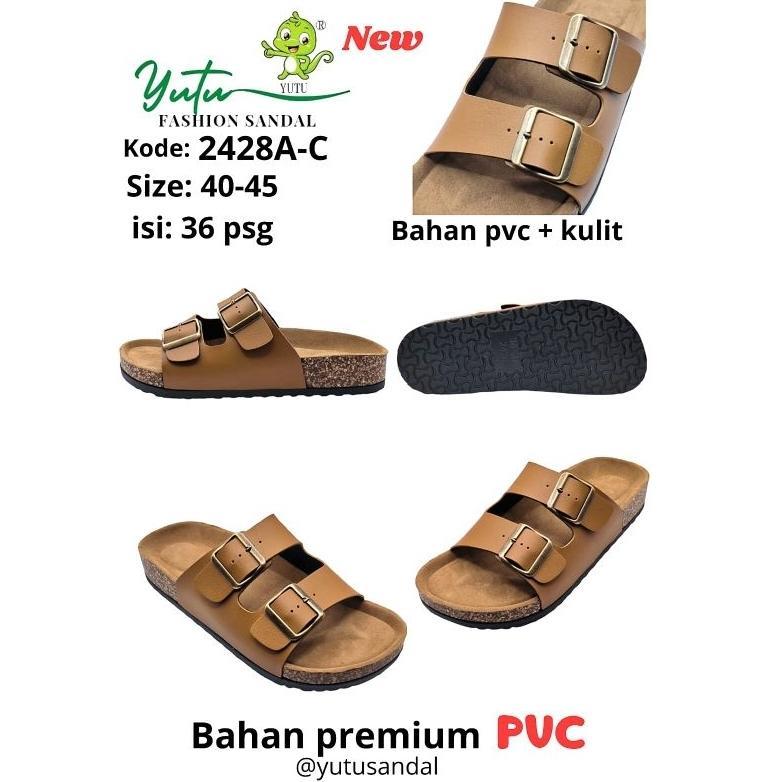 DISKON SANDAL SELOP SANDAL KEKINIAN SANDAL KULIT PRIA WANITA YUTU 2848