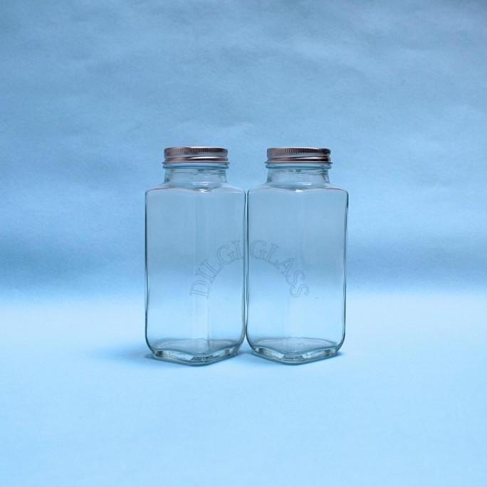 BKKC250 botol kaca kotak french square 250ml/botol susu/juice/kopi
