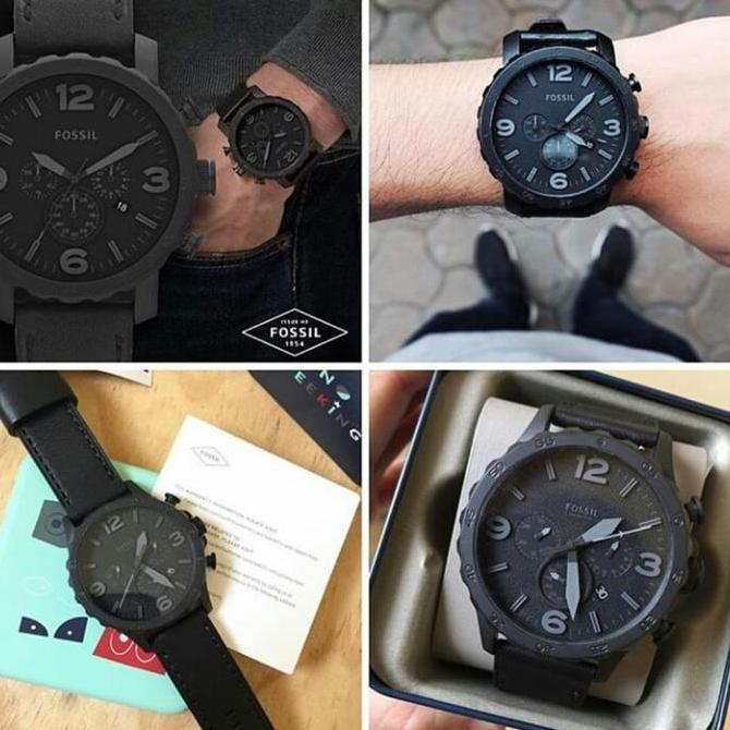 Ready Jam Tangan Pria Original JR1354 JR 1354 Chronograph Leather Black Dial