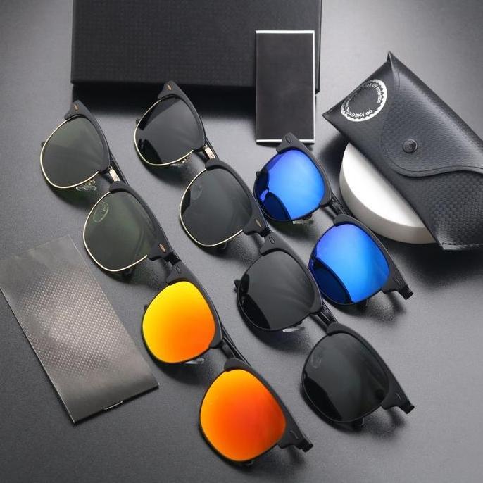 Free Dompet&Lap-COD3016Kacamata Hitam Matahari Original Fashion Pria, Lensa Kaca Asli Kacamata Cocok