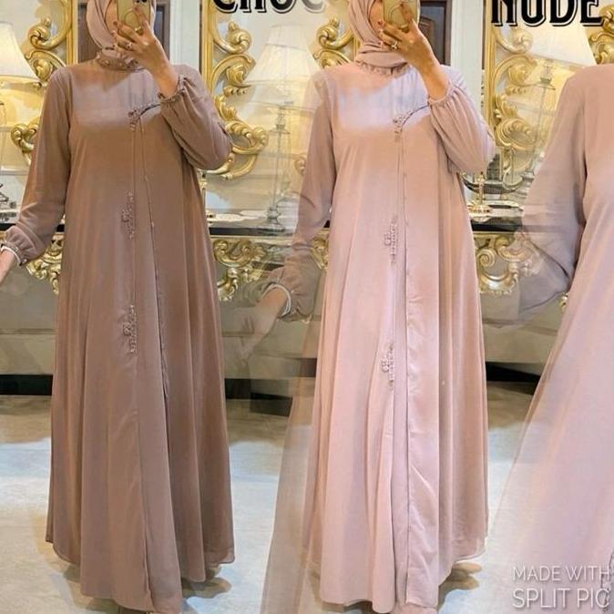 Dress Arnita Vol 02 Dress Black Navy Taro Maroon Nude Choco Burgundy Gamis Muslimah Lebaran Premium 