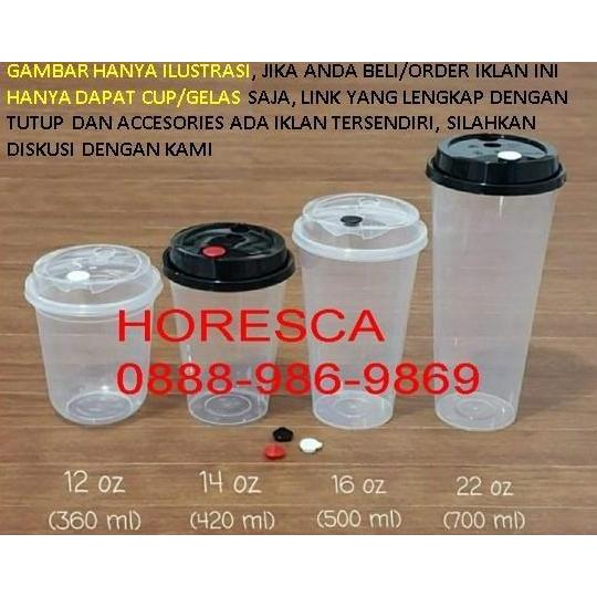 Gelas Plastik Boba/Cheese Tea/Cup Injection PP Tebal Hanya Cup @25 Pcs