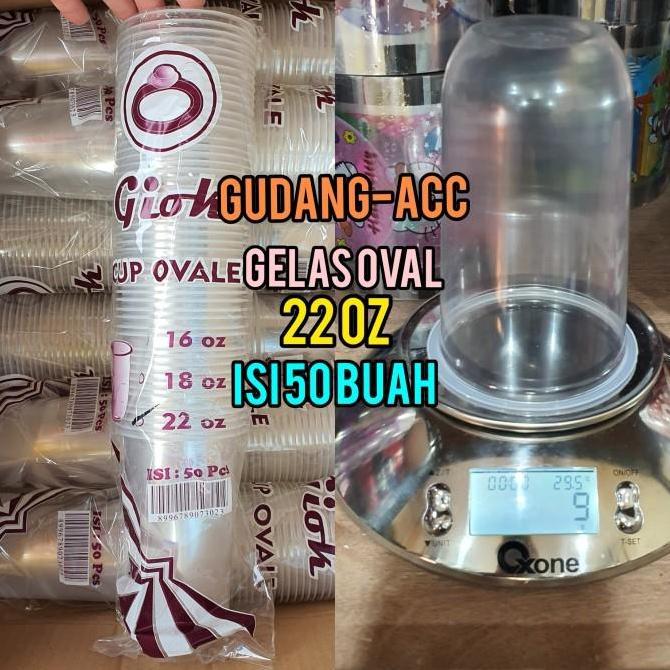 Gelas Oval 22oz Cup Oval 22oz Gelas Plastik Oval 22 oz isi 50buah