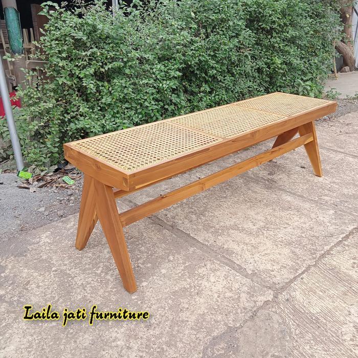 Bangku Rotan Kayu Jati,Kursi Rotan Jati,Bangku Panjang