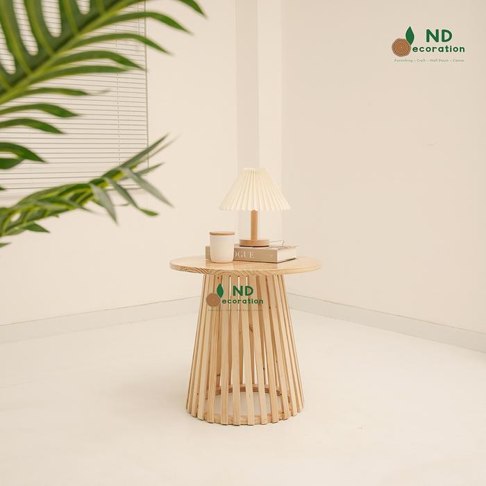 Paket Minimalis 2 Kursi Stool & Meja Beringin Kayu Set