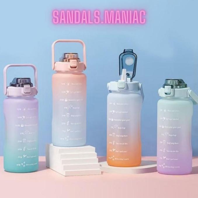 Botol Minum Botol Air Minum Motivasi 2 Liter Gradasi Gradient Rainbow