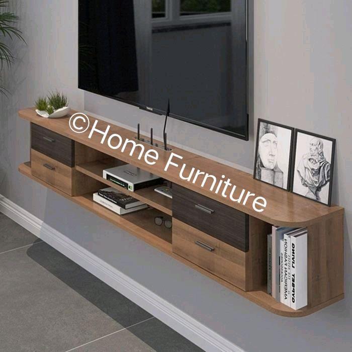 Home Furniture Meja TV Minimalis 210x30x35 Gantung Tanpa Kaki Bahan Multipleks Finishing Tacosheet D