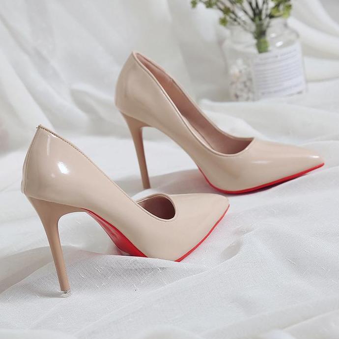 WELCOMEPRODUK Sepatu Hak Tinggi Wanita Terbaru Gaya Korea Murah Hitam Import Premium Kantor Kerja Fo
