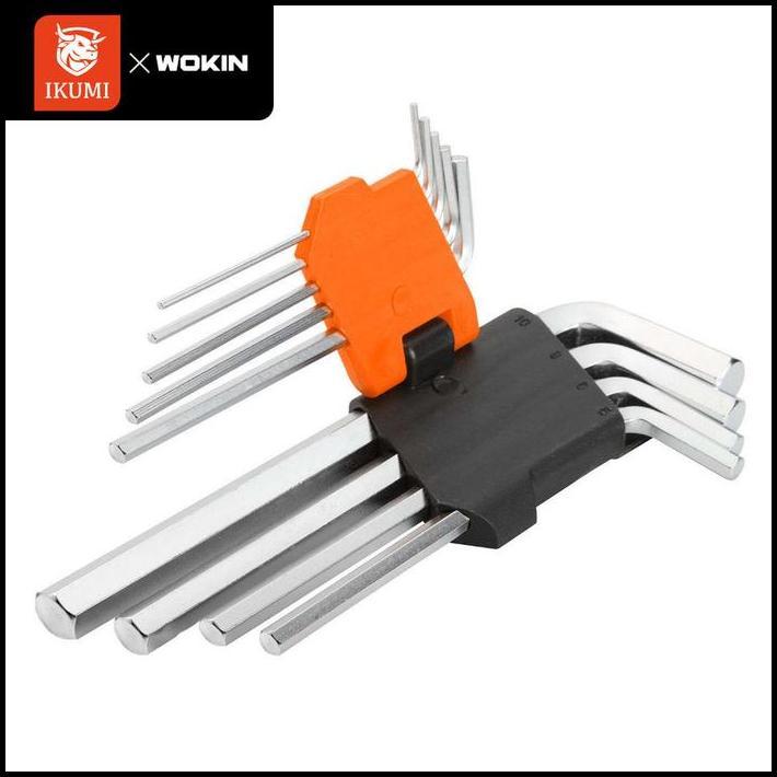 GRATIS ONGKIR WOKIN 9 PCS KUNCI L HEX KEY SET BALLPOINT EXTRA PANJANG - 207609 