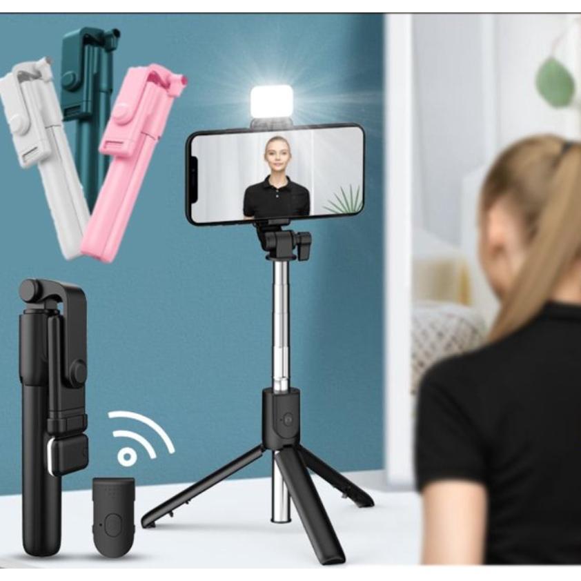 promo terbaru wakjon tongsis 4in1remote bluetooth + lampu led / tongsis 4in1 lampu led / tripod tong