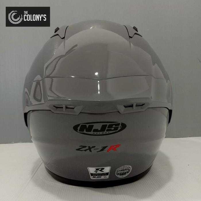 Helm Njs Zx-1R Solid Polos Stone Grey Glossy Helm Njs Zx-1R New Ori Sn Original Dan Terpercaya
