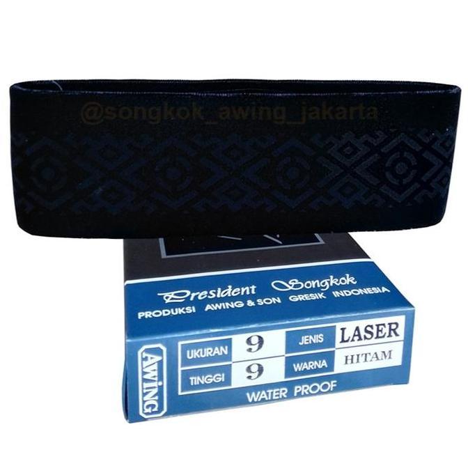 Songkok Peci Awing AC Motif Laser Kopiah Hitam Dewasa GT