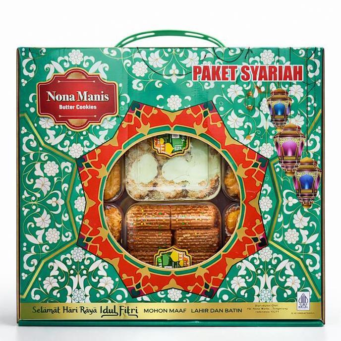 Apazada - Kue Kering Lebaran Nona Manis Syariah Halal / Hampers Kue Lebaran Paket 6 Toples Murah Ena