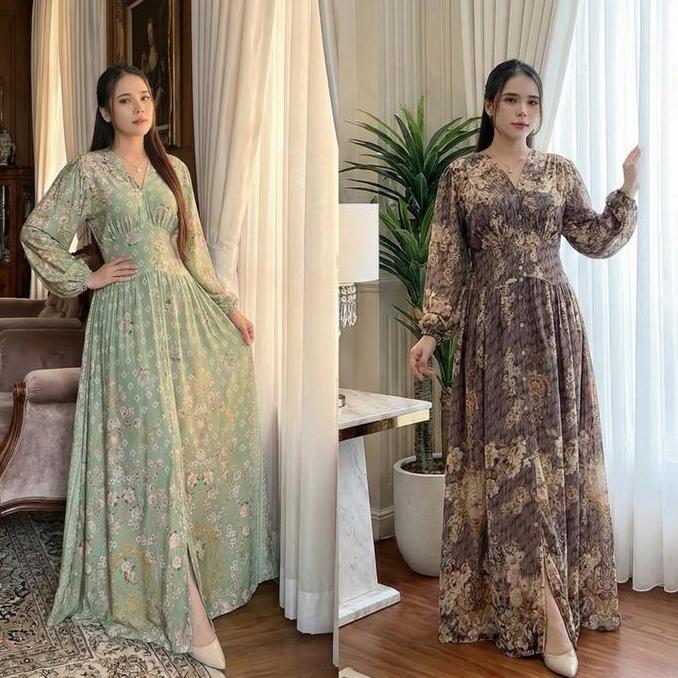 Gamis rayon almira gamis kancing full JS