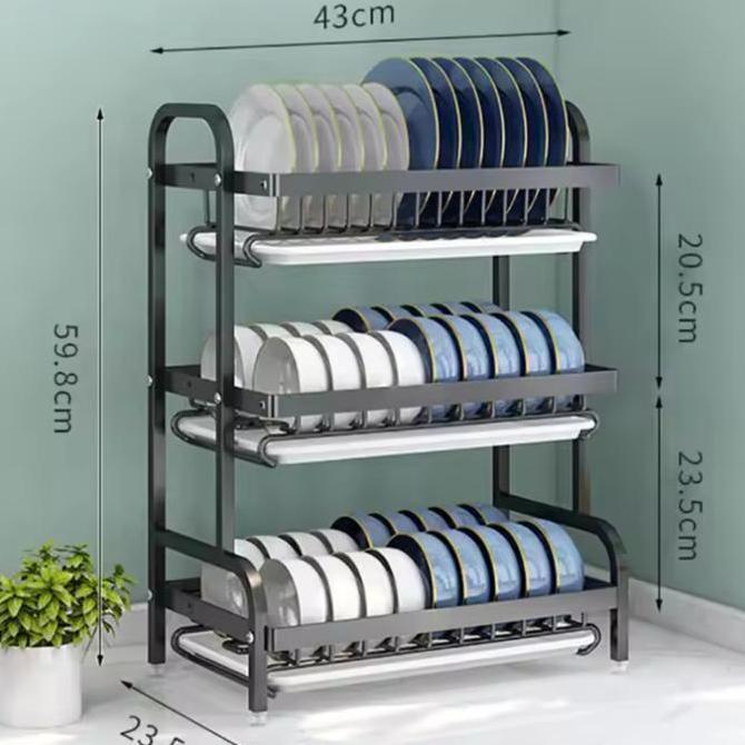 Rak Piring Stainless Steel Rak Dapur Rak Dinding Rak Besi Dapur Piring Serbaguna