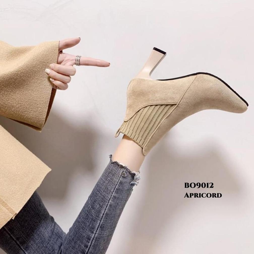 FAVORIT Yjh Sepatu Boots Tinggi 7Cm Wanita Terlaris Flat Mercy Stylish Fashion Shoes Ala Korea Apric
