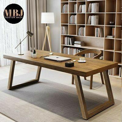 meja komputer / meja kerja / meja kantor kayu asli tebal 4 cm