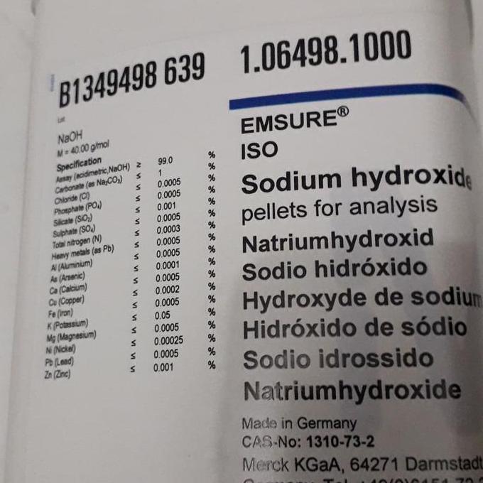 NaOH. Sodium Hydroxide. 106498. 1 KG. Merck