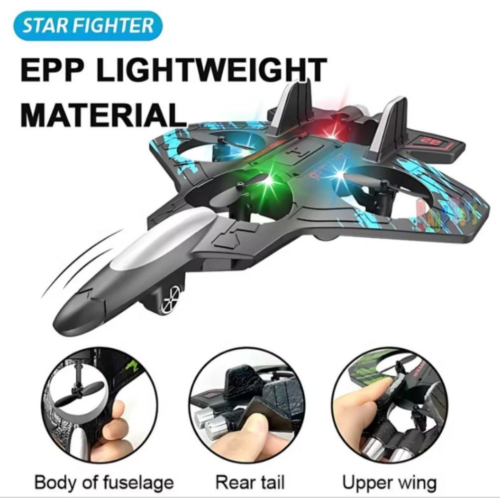 SUPER DEAL Mainan Pesawat Terbang Remote Control Anak Led Fighter Plane AirPlane Foam Rc 360 Charge