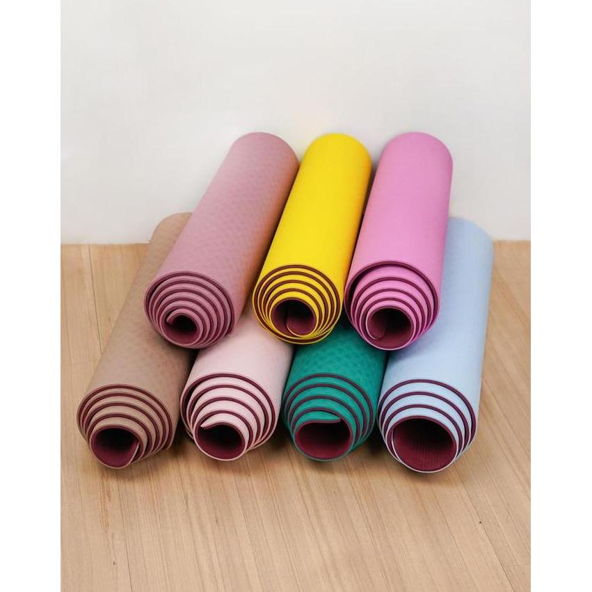 HARGA DISC - Yoga Mat TPE Double Layer Pastel Colour 8mm / Matras Yoga TPE 8mm Anti Slip / Matras Ol