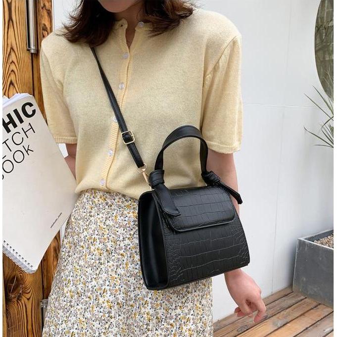TB-43 tas selempang leather kulit imitasi buaya vintage import jepang