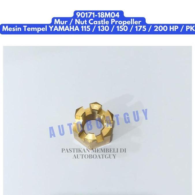 90171-18M04 Mur / Nut Castle Propeller Mesin Tempel YAMAHA 115 / 130 / 150 / 175 / 200 HP / PK murah