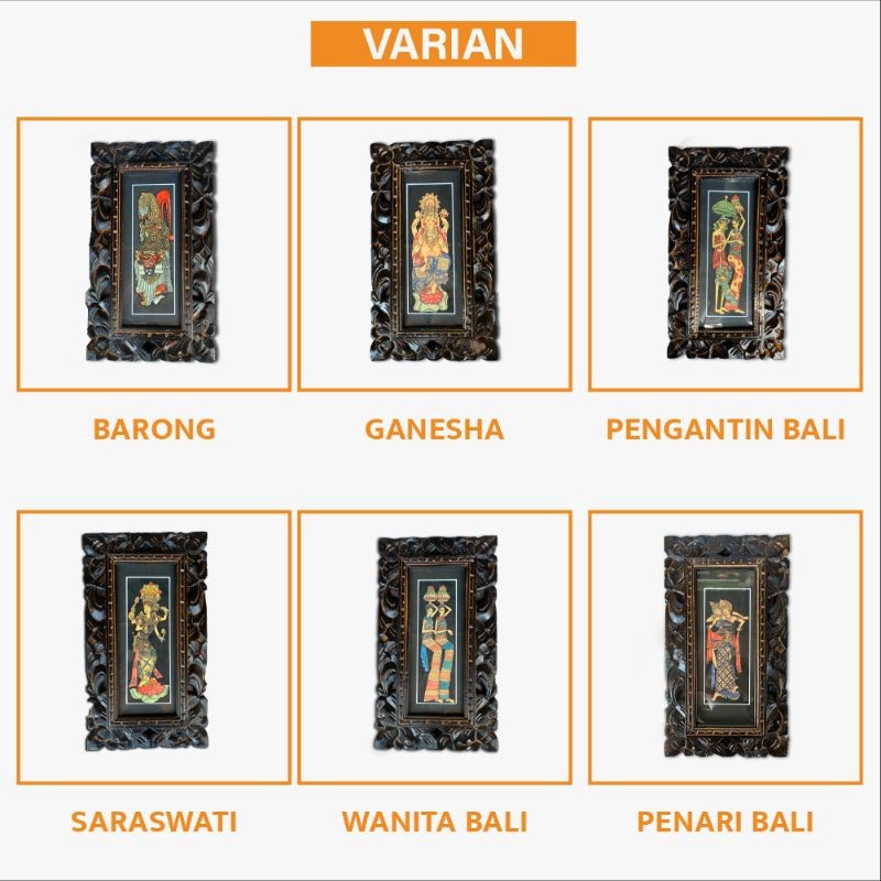 Lukisan Tradisi Bali 20 X35 Cm - Lukisan Bingkai Bali - Bingkai Kayu Bali - Lukisan Bali - Lukisan A