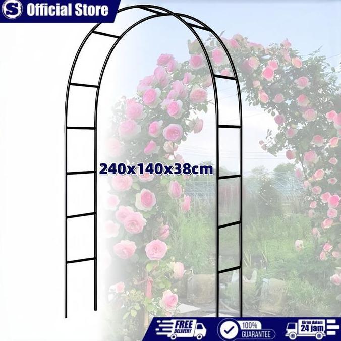 SWASAGARA Pergola Besi Dekorasi  Besi Lengkung Dekorasi 2,4m X 1,4m Gapura Pintu Masuk Dekorasi