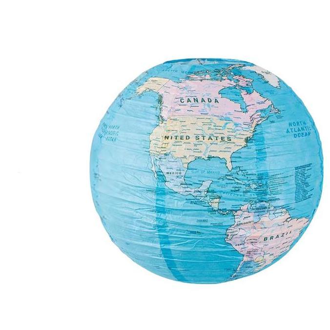 GAIZINPO 1Pair Peta Dunia Lampion / Lampion LED Ruang Bertema / Lentera Kertas Globe Bola Dunia