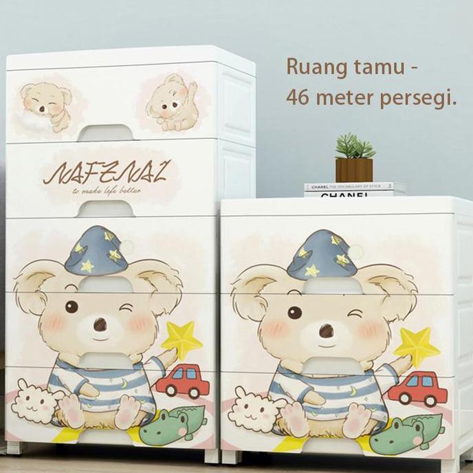 BAIAVY Lemari Plastik 4 dan 5 Tingkat/Lemari Pakaian Anak Tempat Penyimpanan Mainan/Snack/Baju Serba