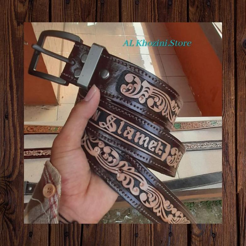 NEW Sabuk Kulit Ukir Asli Dengan Nama Dan Motif [terbaik][terlaris]